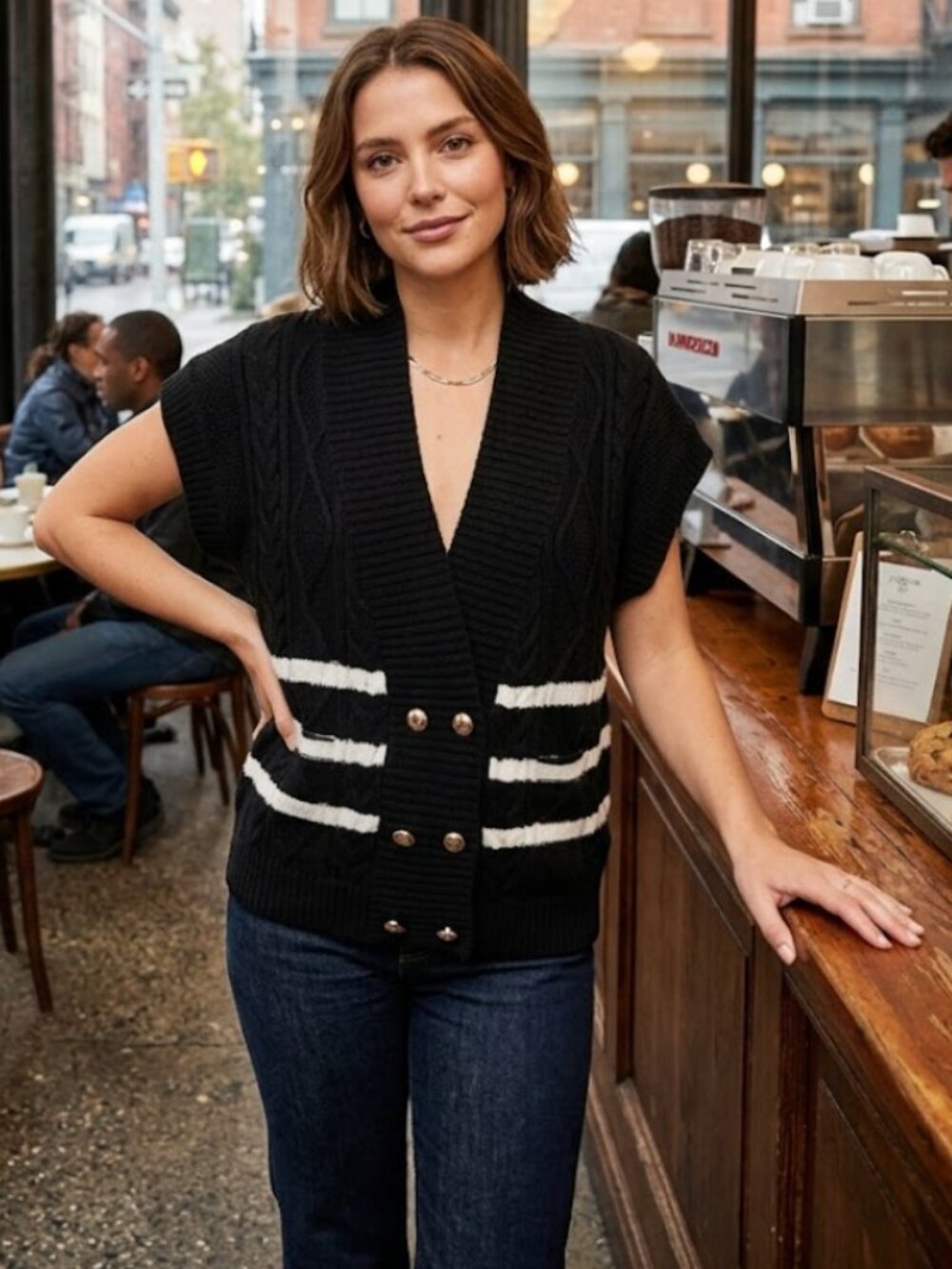 ANTHROPOLOGIE MAEVE Black Sweater Vest Size Small NWOT